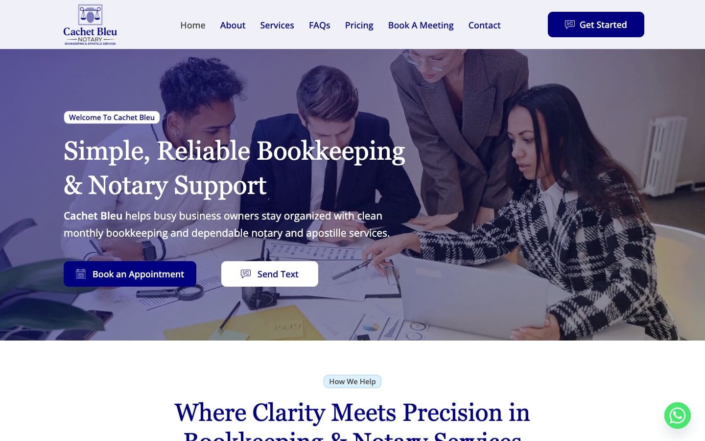 Cachet Bleu bookkeeping and notary website