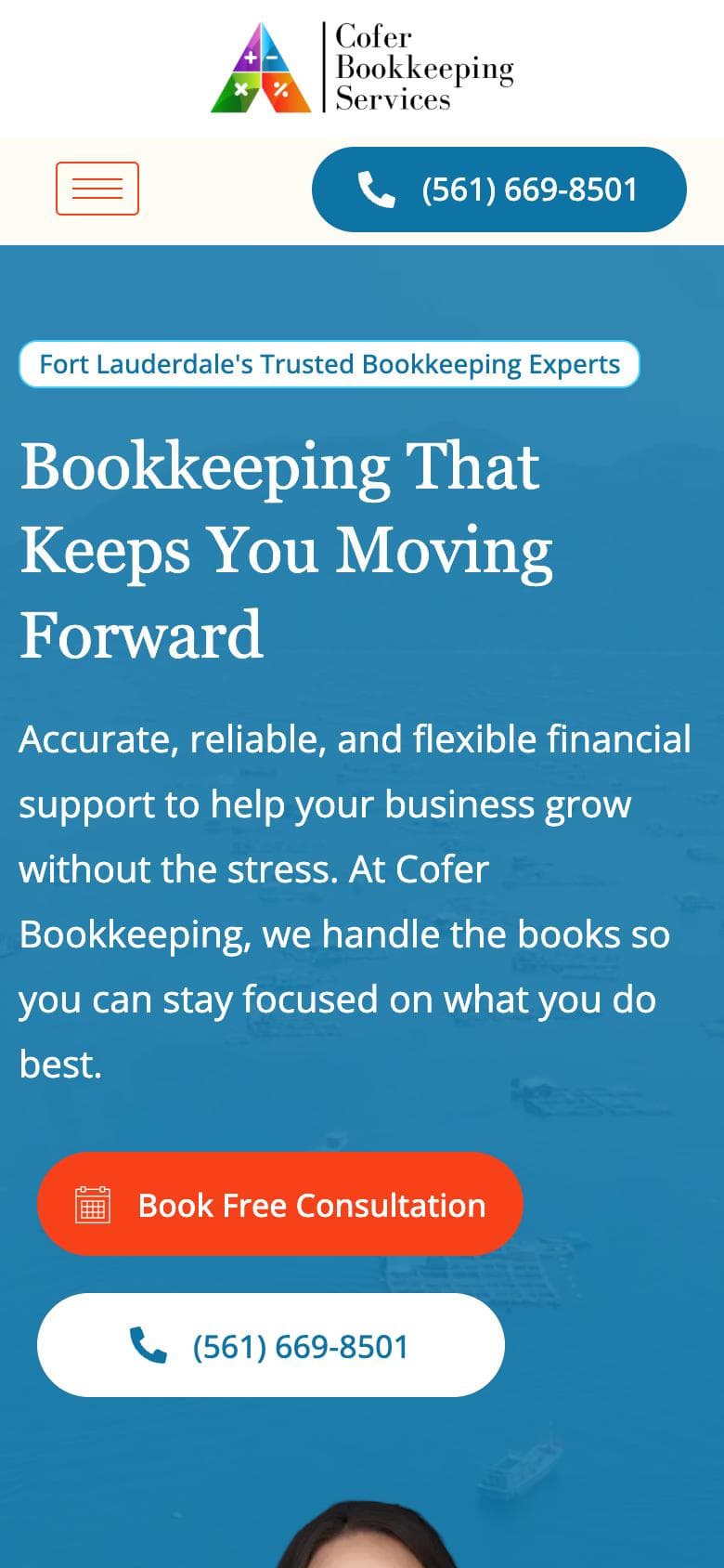 Cofer Bookkeeping website on mobile