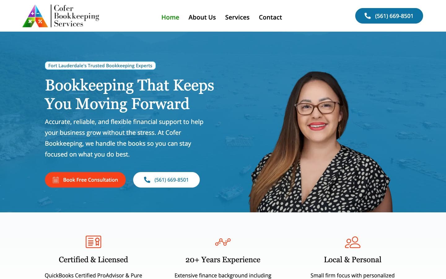 Cofer Bookkeeping Services website, Fort Lauderdale
