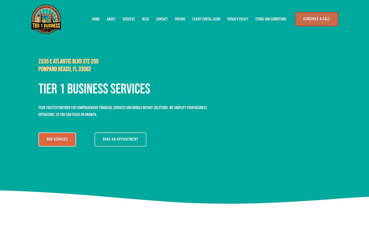 Tier 1 Business Services bookkeeping, tax and notary website, Pompano Beach FL