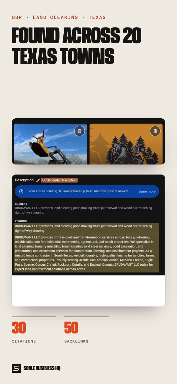Land clearing profile on mobile