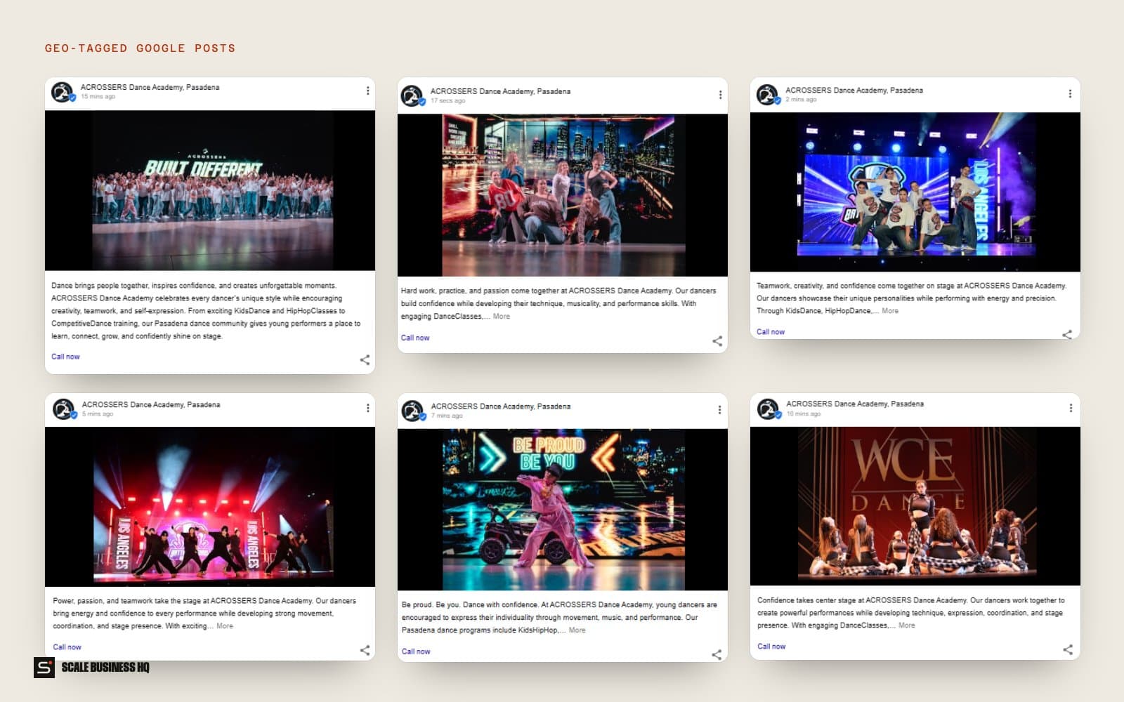 Geo-tagged Google posts using the academy's show photography
