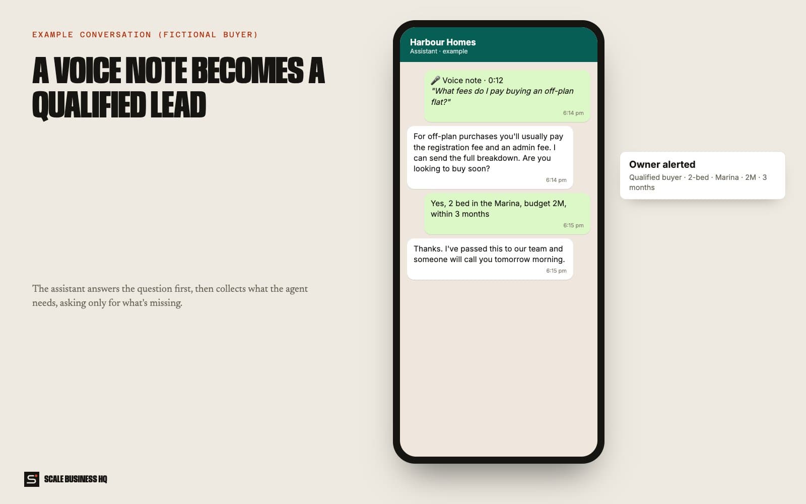 Example WhatsApp conversation in English with a buyer