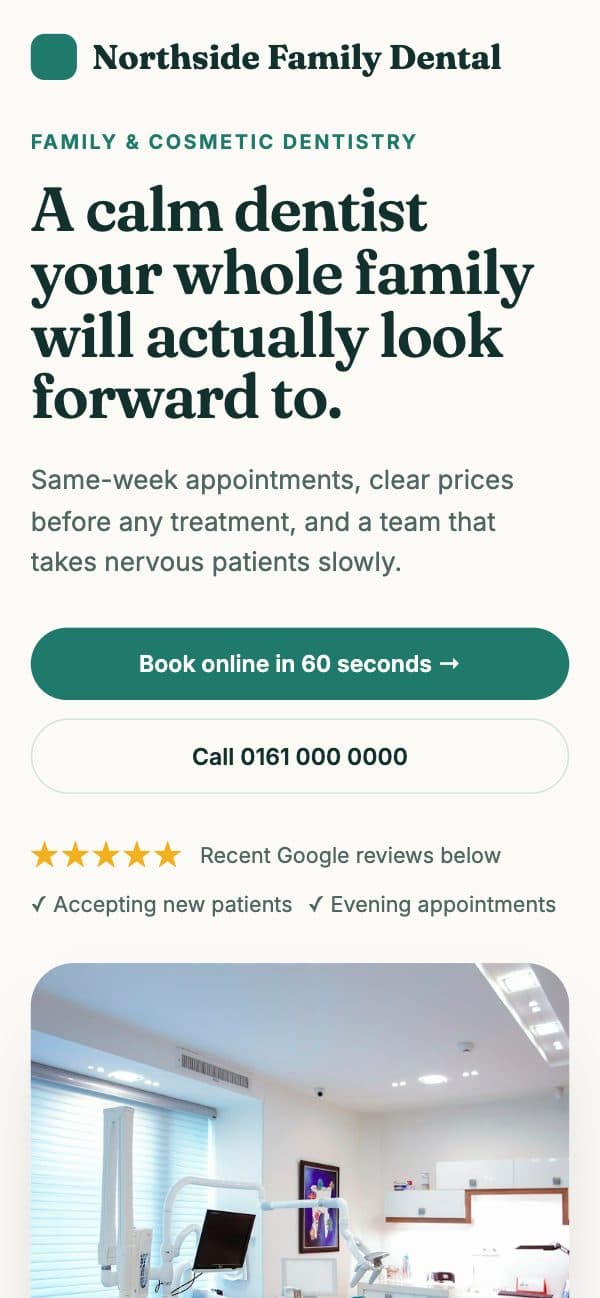 Concept dental site on mobile