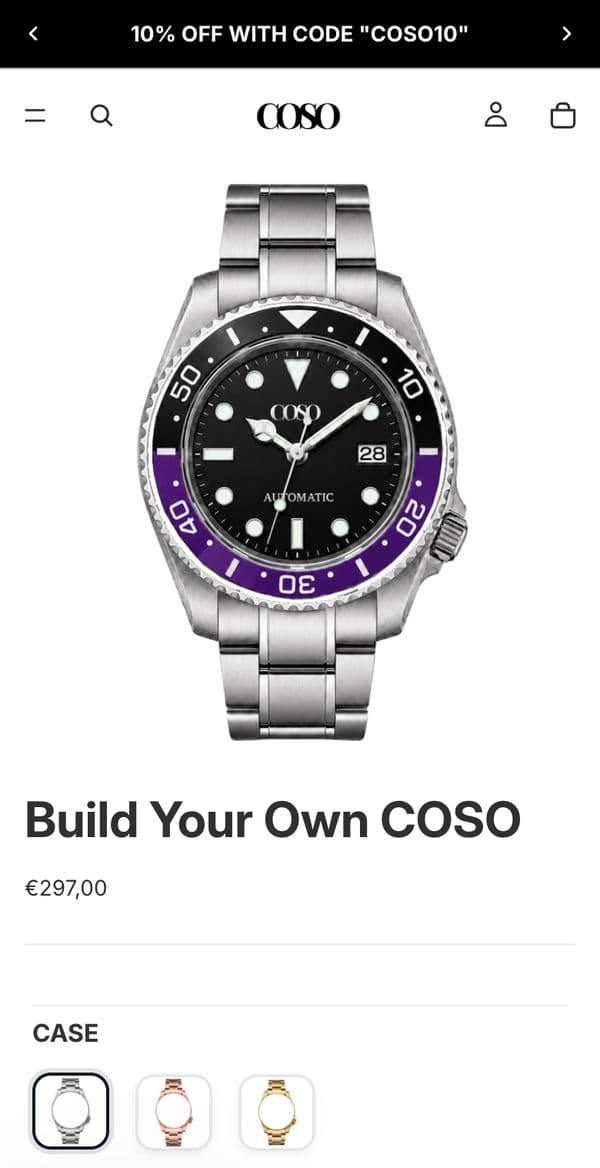 Build Your Own COSO configurator on mobile