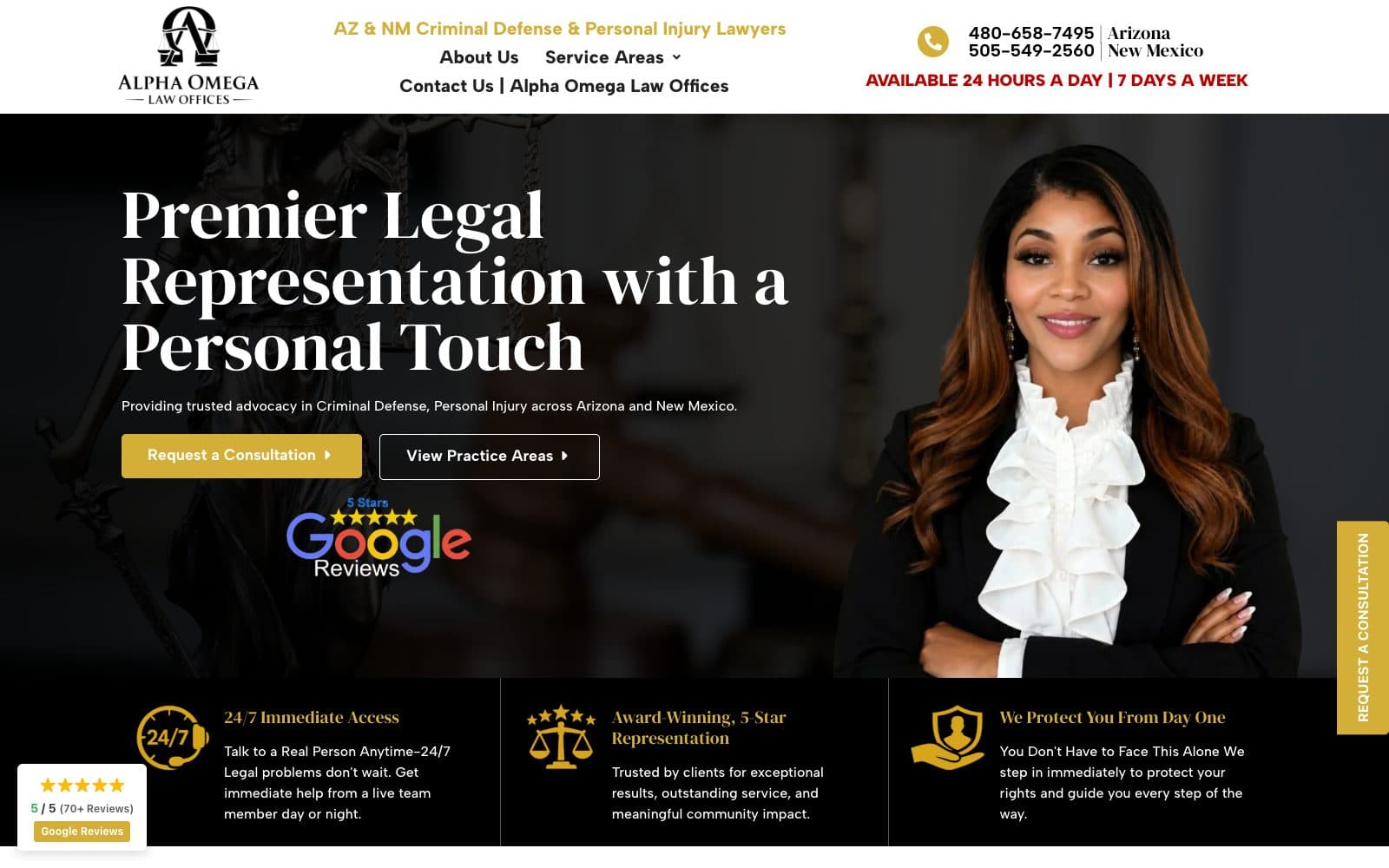 Alpha Omega Law Offices criminal defense and personal injury website